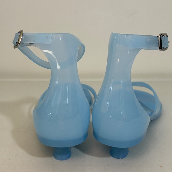 Jeffrey Campbell Blue Gummy-THG Ankle Wrap Kitten Heel Jelly Thong Sandals Sz 10 - Picture 5 of 11